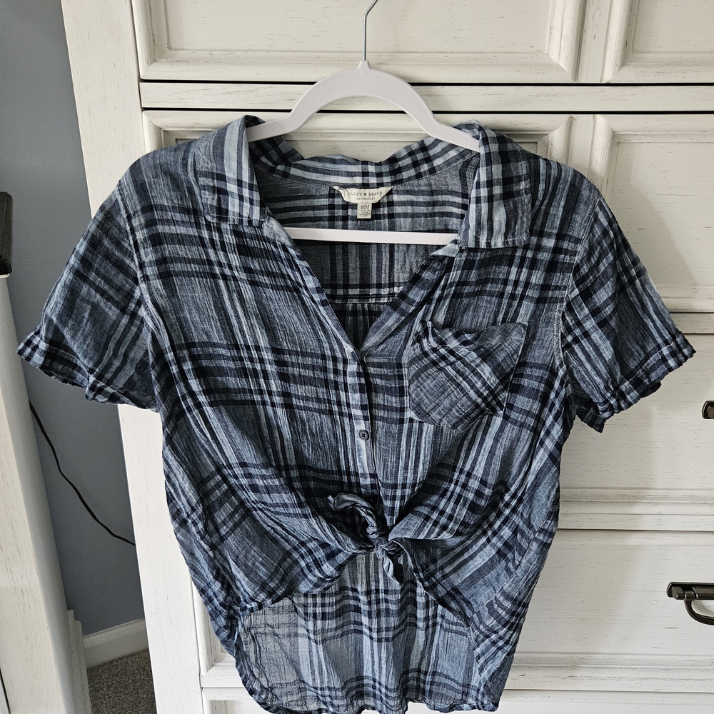 Lucky Brand Blue Plaid Button Down Shirt